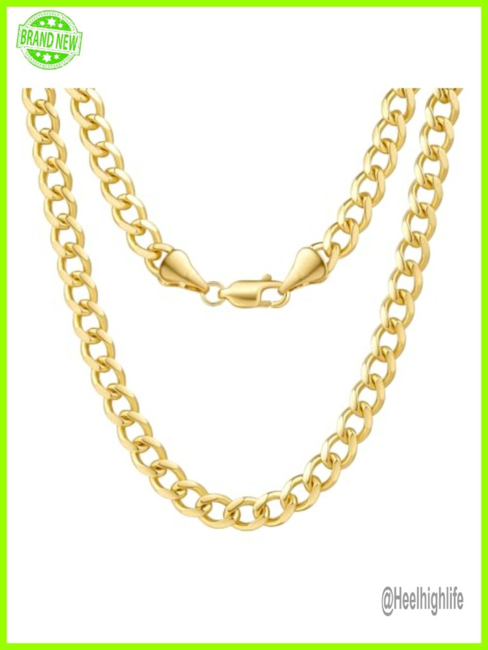 14k Gold Plated Cuban Link Chain Necklace 5mm 6mm Lobster Clasp
